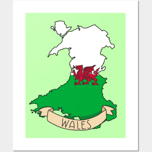 Wales Flag Map Posters and Art